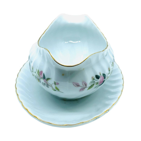 VTG Creative Fine China Regency Rose Gravy Boat with Attached Plate 2345 - Picture 3 of 5